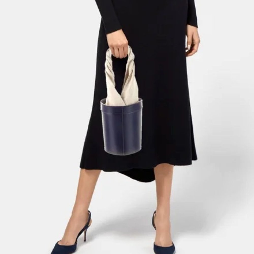 STAUD Britt Leather & Canvas Bucket Bag - Picture 2 of 13